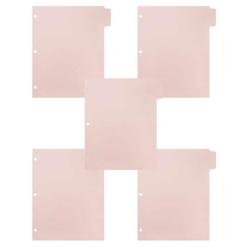 A4 3 Hole Binder Dividers 5pcs Light Pink Plastic Page Markers with Tabs for Office Filing - Image 2