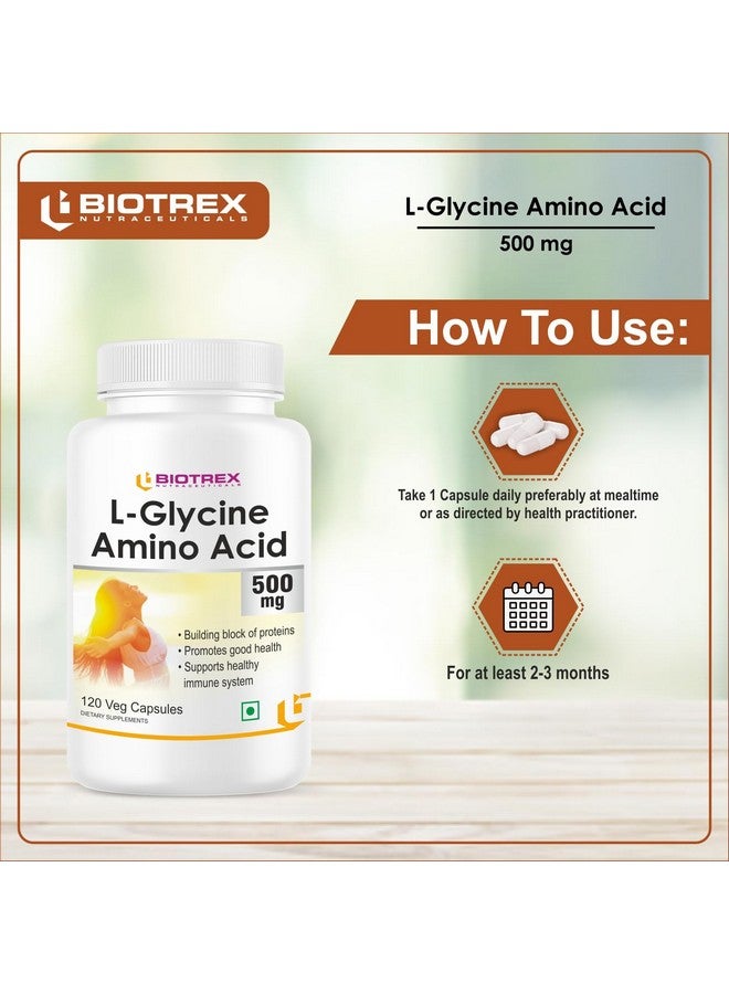 Biotrex Nutraceuticals L-Glycine Amino Acid 500mg Supplement, Supports healthy sleep & immune system, Supports Brain Health 120 Veg. Capsules - Image 3