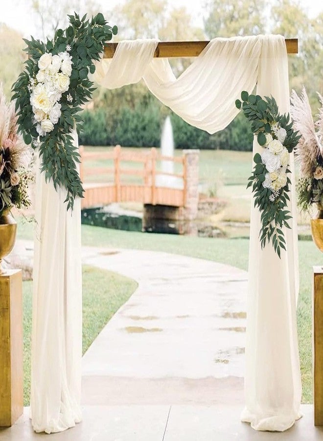 DeZerlor Ivory Wedding Arch Draping Fabric 29" x 20 FT White Drapes for Backdrop Sheer Curtains Wedding Drapes for Romantic Bridal Baby Shower Decorations Ceremony Birthday Party Fall Outdoor Events - Image 1