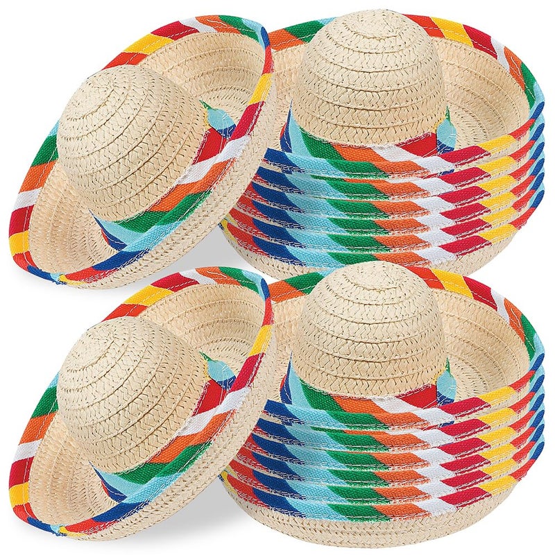 Fun Express Mini Sombrero Hats Set of 12 Fiesta Party and Cinco de Mayo Supplies and Decor - Image 2