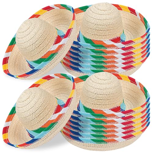 Fun Express Mini Sombrero Hats Set of 12 Fiesta Party and Cinco de Mayo Supplies and Decor - Image 1