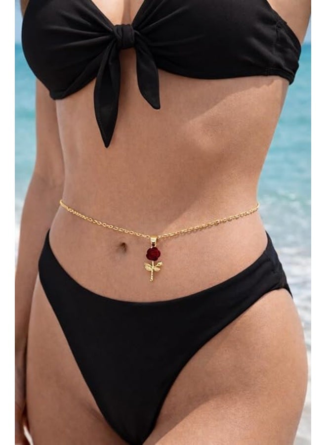 Miracle Empire Women Gold Plated Belly Chain with flower Adjustable Waist Body Chain Elegant Fashion Jewelry - Image 2