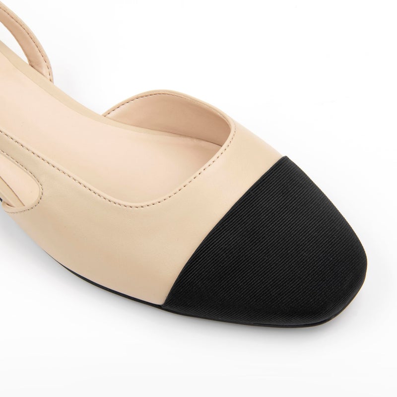 AprCoco Slingback Flats for Women 2.0 Square Toe Two Toned Flats Wedding Shoes Low Heel Shoes for Women,Size 9.5ï¼ŒNude - Image 4