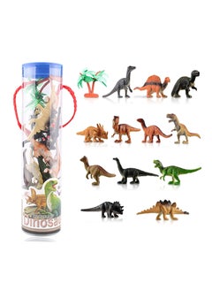 Excefore Mini Dinosaurs Play, 12 Piece Realistic PVC Dinosaurs Play Set with Storage Bucket, Birthday Party Gift Desktop Ornament Play For Boys And Girls Of All Ages  - Image 1