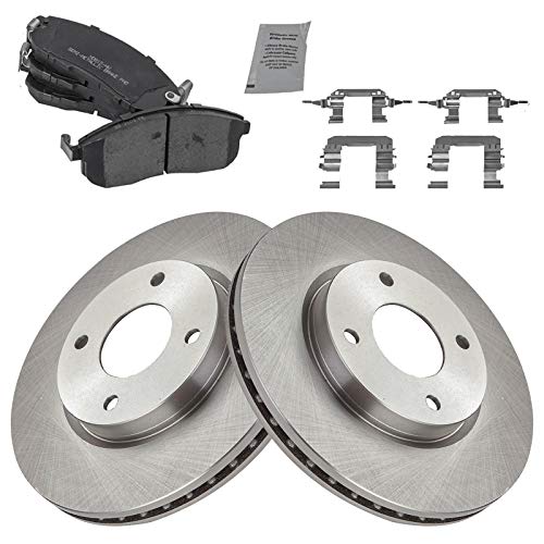 TRQ Front Brake Pad & Rotor Kit Brake Pads Brake Rotor Semi-Metallic Compatible with 2009-2014 Nissan Cube 2007-2012 Sentra Versa - Image 1