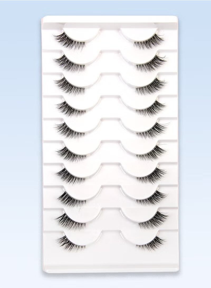 Generic Cat Eye Lashes, Natural Half Lashes, False Eyelashes Set, Cat Eye 3D Artificial Lashes, Fluffy and Soft 10 Pairs Lash Set  - Image 1