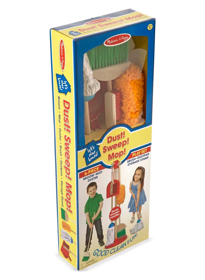Melissa & Doug Dust! Sweep! Mop! 6-Piece Pretend Play Cleaning Set Broom, Duster, Kid-Sized Cleaning Toys For Boys and For Girls - Image 2