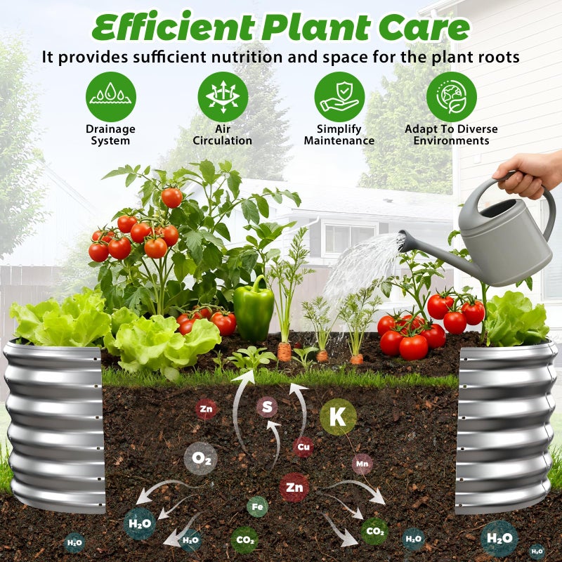 YSEJOMP 17" Tall Outdoor Garden Raised Garden Bed Kits, 5ft X 2ft Oval,0.8MM Thick Metal Raised Planter Bed/Ground Planter Box for Variety of Flowers,Herbs,Vegetables (Silver, 60X24X16.5 Inches) - Image 3