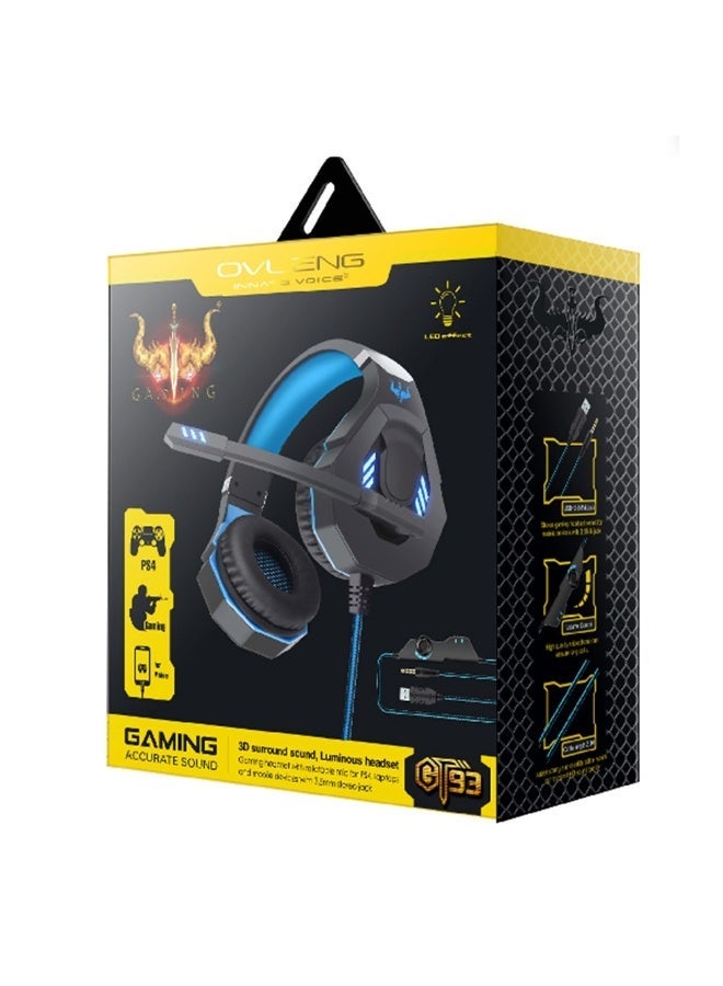 سماعة رأس للألعاب مزودة بإضاءة LED من OVLENG GT93 - مثالية للرياضات الإلكترونية والألعاب التنافسية - Image 1