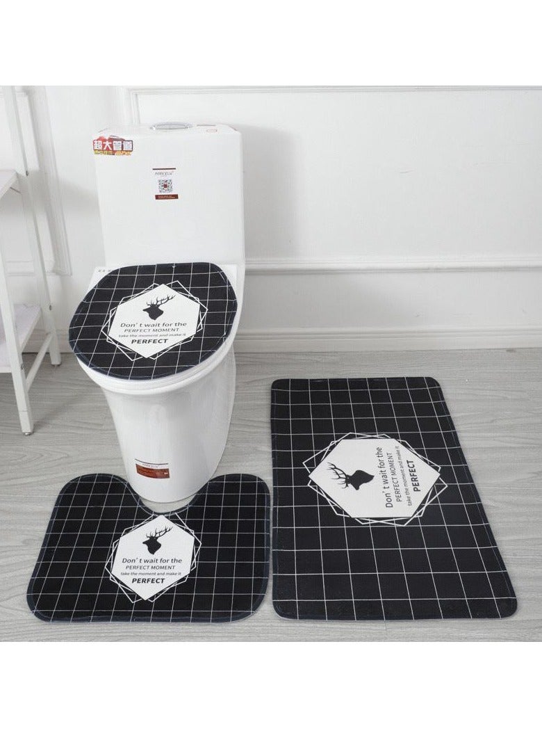 BAIG Non-Slip Bath Mat Set, Beach Shell Pattern Microfiber Rugs, Bath Mat Set and Toilet Mat, Absorbent Floor Rugs, 3 Piece - Image 1