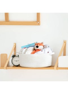 Goodpick Small Woven Rope Basket Cute Baby Basket For Diapers Towels White Gift Basket For Kids Baby Shelf Baskets For Nursery Room Bedroom Living Room Dog Toy Basket 12 X 8 X 5 Inches  - Image 3