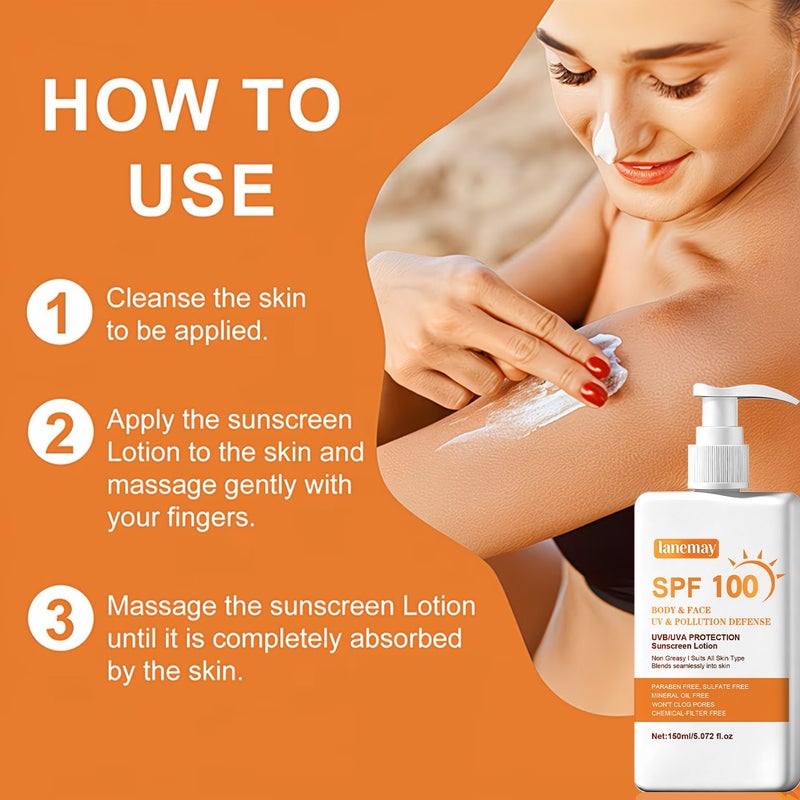 LANEMAY SPF100 Full Spectrum Protective Lotion 150ml (Face & Body Dual-Use Protective Cream) - Image 4