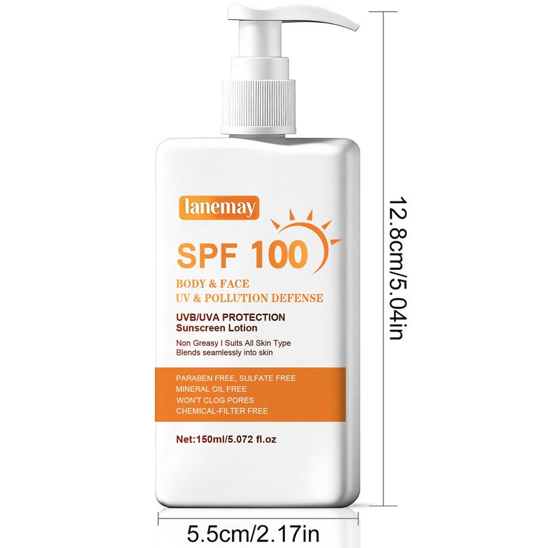 LANEMAY SPF100 Full Spectrum Protective Lotion 150ml (Face & Body Dual-Use Protective Cream) - Image 5