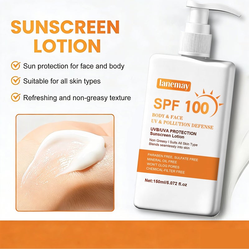 LANEMAY SPF100 Full Spectrum Protective Lotion 150ml (Face & Body Dual-Use Protective Cream) - Image 2