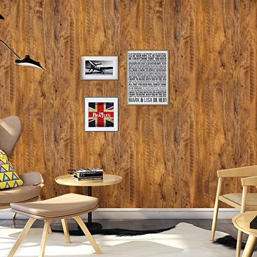 Erfoni 17.7"x 118" Wood Look Wallpaper Brown Rustic Wood Peel and Stick Wallpaper Faux Wood Grain Contact Paper DIY Removable Waterproof Self Adhesive Wall Paper for Cabinets Countertop Decor Vinyl - Image 2