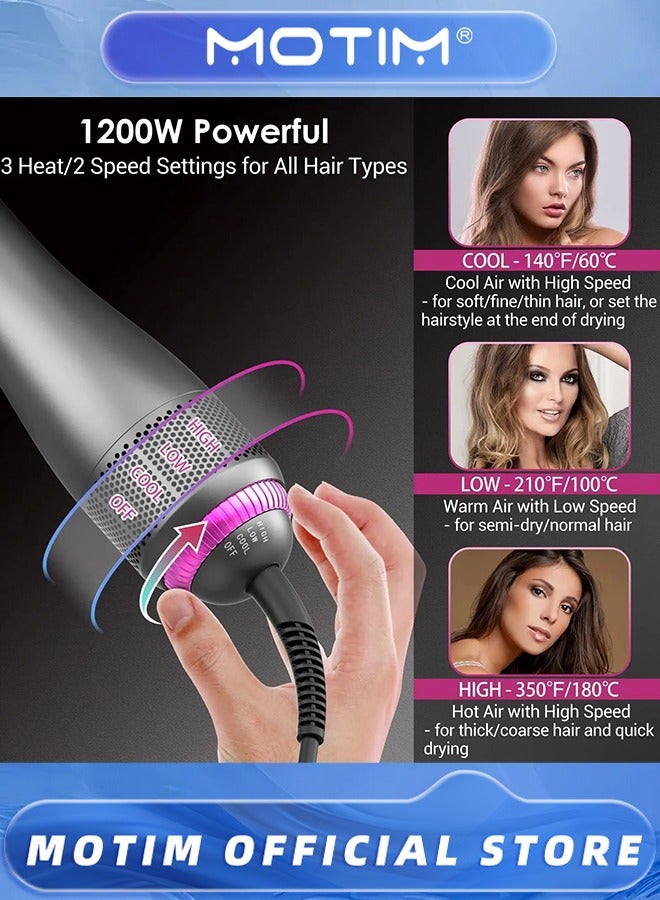 موتيم فرشاة مجفف الشعر 3 في 1 وفرشاة فرد الشعر ، فرشاة الهواء الساخن الأيونية التورمالين الخزفية لجميع أنواع الشعر - Image 4
