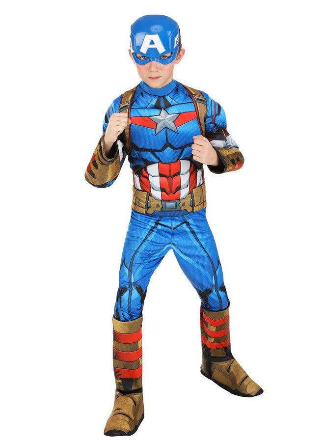 Jazwares MARVEL Boys Deluxe Captain America Costume, Kids Avengers Steve Rogers Superhero Halloween Costume, Child - Officially Licensed Large - Image 1
