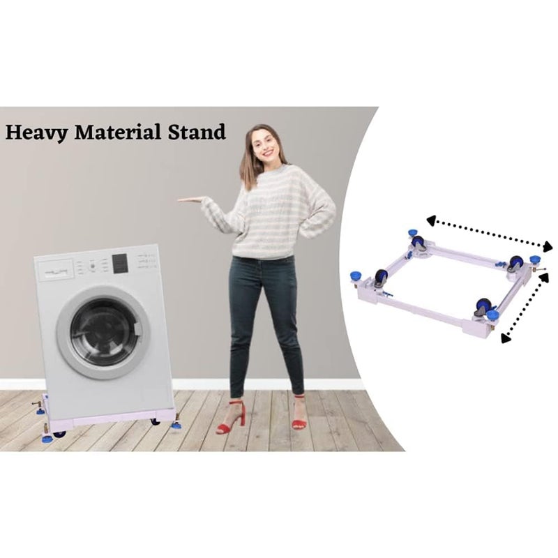 Safe Choice Washing Machine Stand Trolley with Wheels for Top Load Front Load Fully Automatic Washing Machine Fridge and Dishwasher Stand Adjustable Metal Stand White 160Kg - Image 3