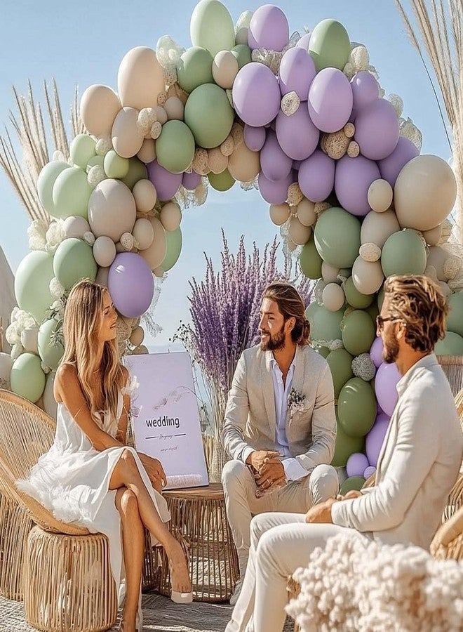 Partycus Dusty Green Purple Balloon Arch Kit Double Stuffed Pastel Light Lavender Olive White Sand Balloon Garland for Neutral Baby Shower Birthday Bridal Wedding Valentine Party Decoration - Image 2