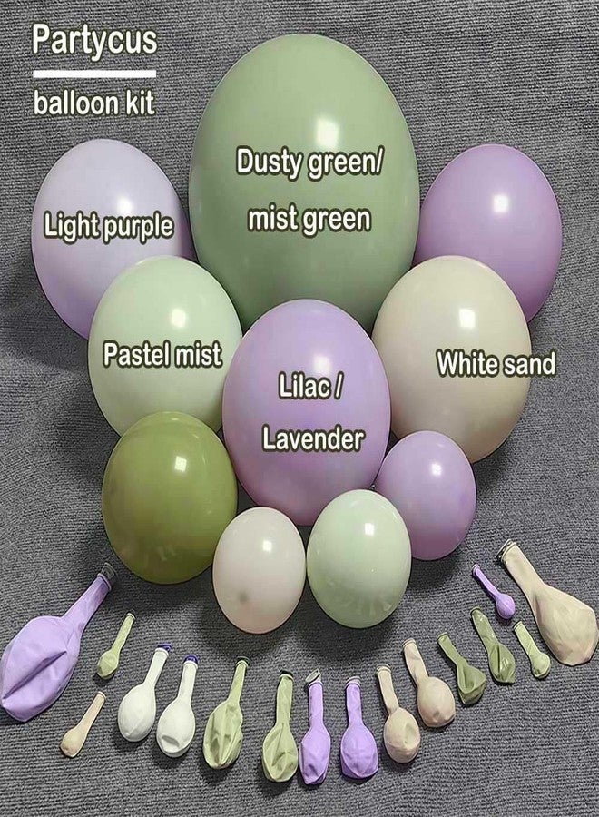 Partycus Dusty Green Purple Balloon Arch Kit Double Stuffed Pastel Light Lavender Olive White Sand Balloon Garland for Neutral Baby Shower Birthday Bridal Wedding Valentine Party Decoration - Image 3