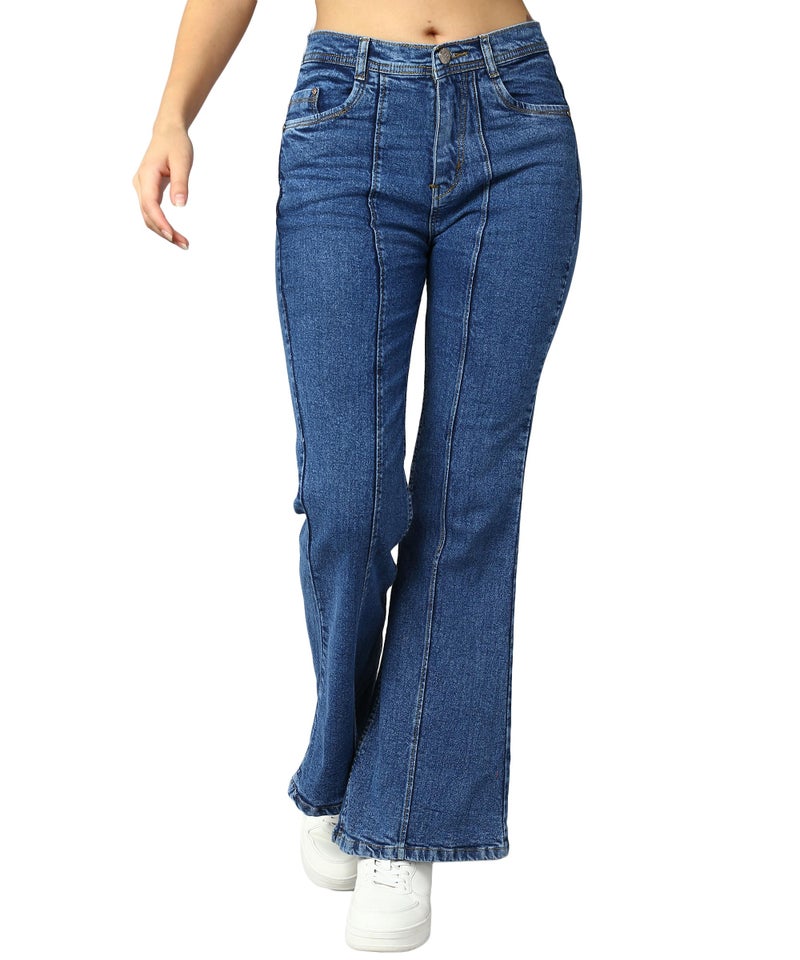 Nifty Women's Denim Wide Leg Jeans (Jean_1452_BTA_36_Medium_Blue_36) - Image 1