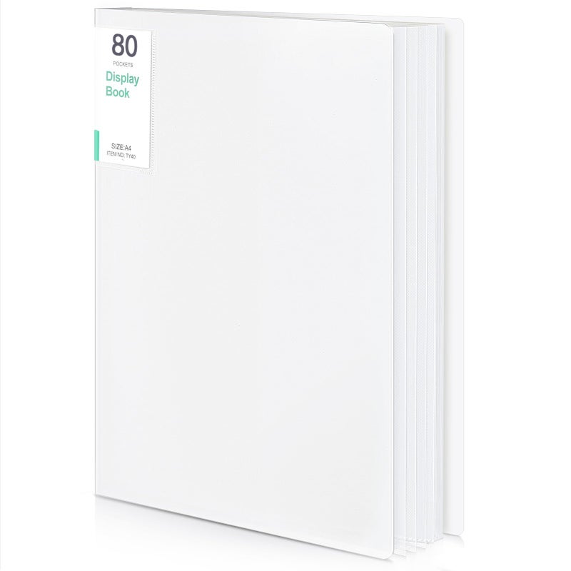 Phyxin 80Pocket Portfolio Binder Organizer Binder Sheet Protectors 85 x 11 Displaying 160 Page Plastic Folders for Documents Document Organizer for Concert Artwork School Office Use White