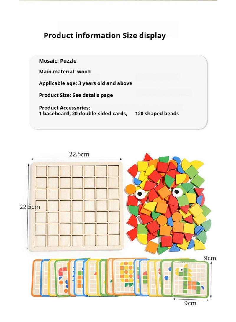 Mosaic 3d stereoscopic puzzle board game, children's wooden early education beneficial intelligence building block toy - Image 4