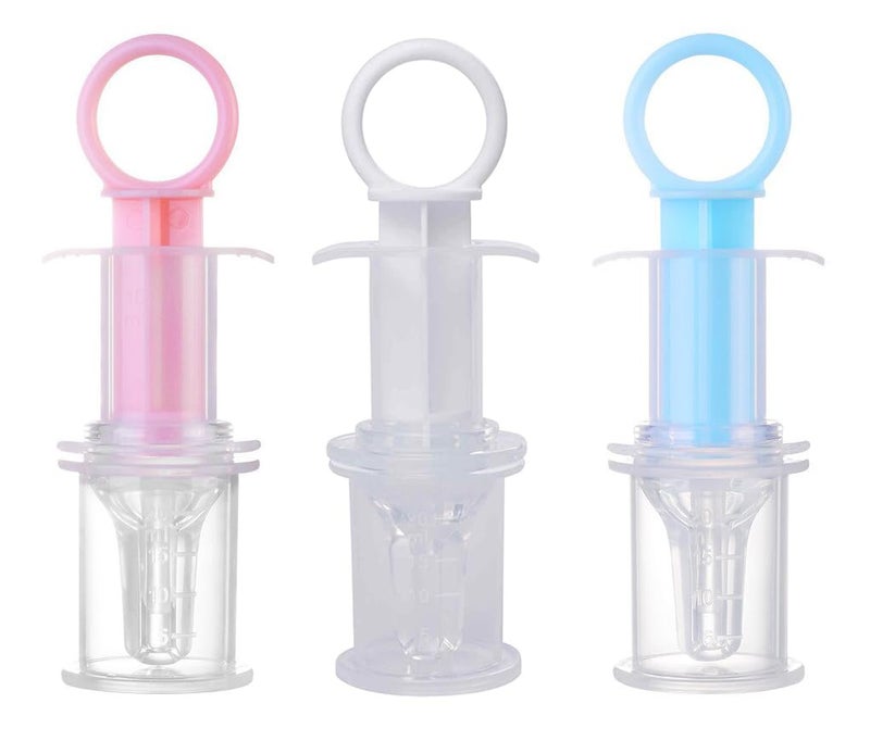 Alya The Cheeky Kidzz Pack of 3 Baby Smart Medicine Needle Feeder Squeeze Medicine Dropper Multi-Functional Teether with Protective Case (Design 7000) - Image 1