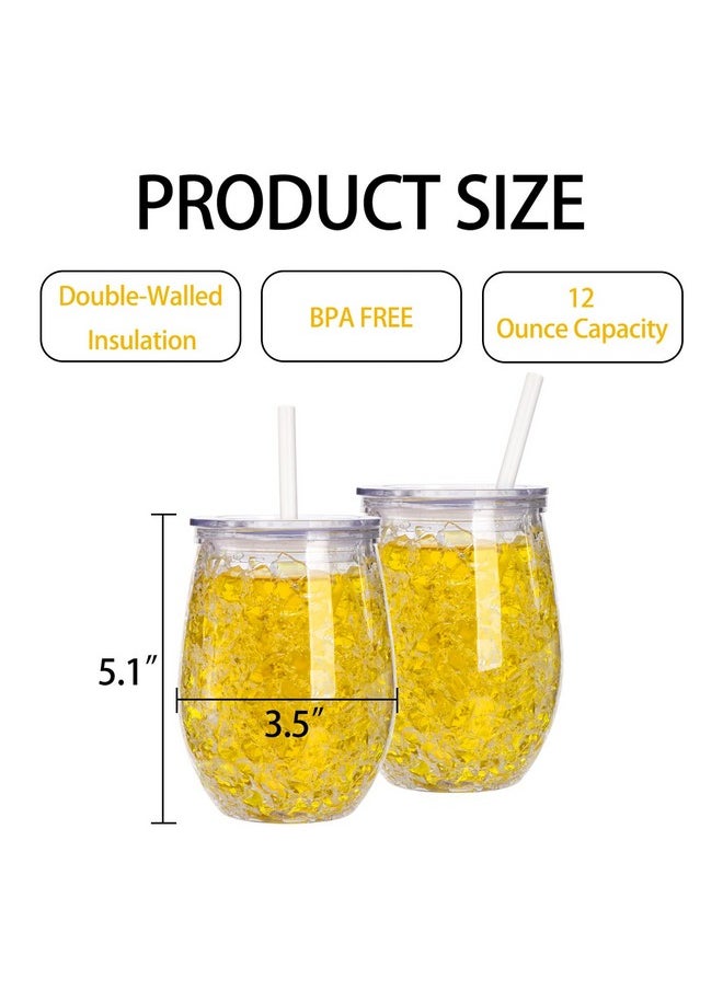 Fasmov - Fasmov 6 Pack Frosty Freezer Ice Mugs with Lids and Straws, 12oz Cute Shape Freezer Ice Beer Mugs, Double Wall Gel-Filled Acrylic Freezer Mugs, Freezable Drink Tumbler for Parties and Gifts, Clear - Image 1