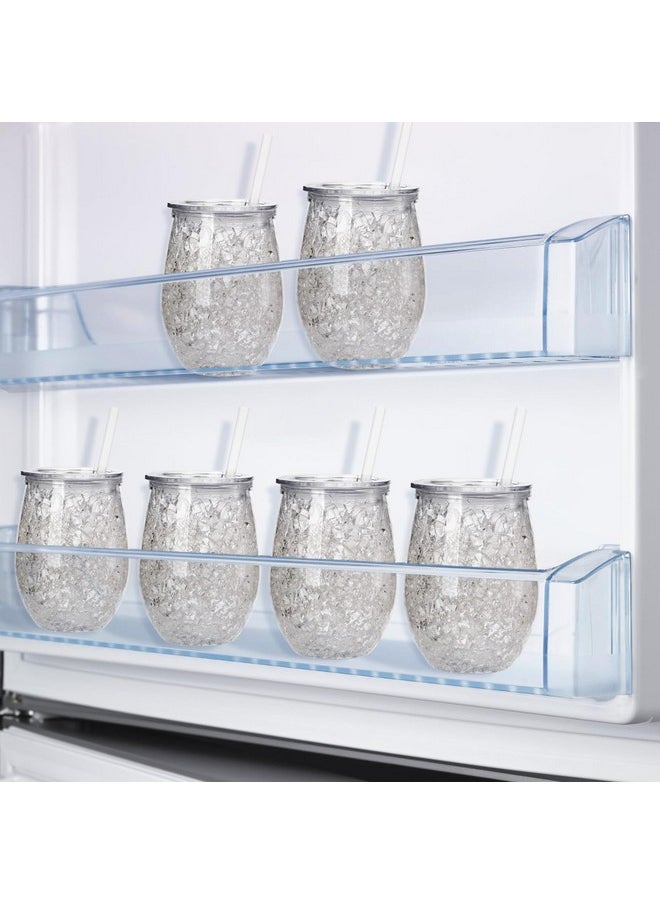 Fasmov - Fasmov 6 Pack Frosty Freezer Ice Mugs with Lids and Straws, 12oz Cute Shape Freezer Ice Beer Mugs, Double Wall Gel-Filled Acrylic Freezer Mugs, Freezable Drink Tumbler for Parties and Gifts, Clear - Image 1