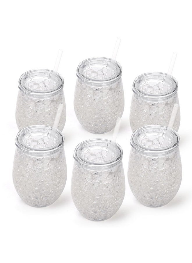 Fasmov - Fasmov 6 Pack Frosty Freezer Ice Mugs with Lids and Straws, 12oz Cute Shape Freezer Ice Beer Mugs, Double Wall Gel-Filled Acrylic Freezer Mugs, Freezable Drink Tumbler for Parties and Gifts, Clear - Image 1