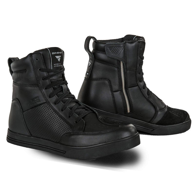 SHIMA SHIMA Blake Motorcycle Shoes for men - Leather Breathable Reinforced Street Riding Shoes with Side Zipper Ankle Support Anti-Slip Sole Gear Pad Black 9, 43 EU  - Image 1