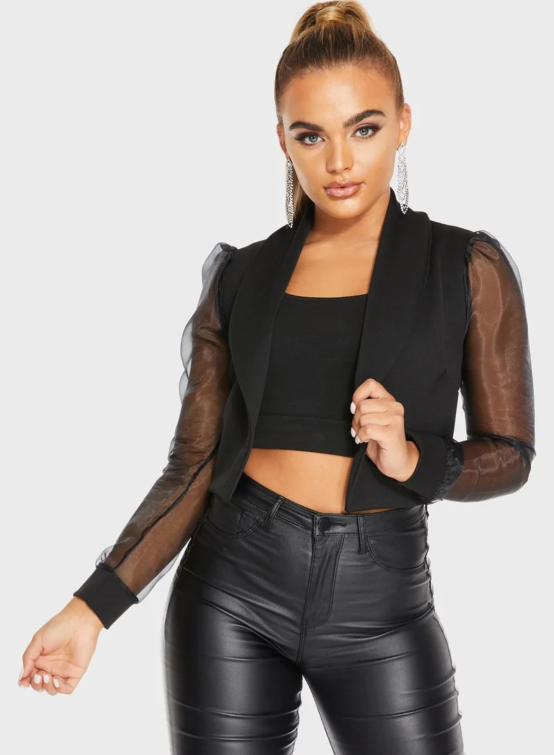 QUIZ Cropped Organza Jacket