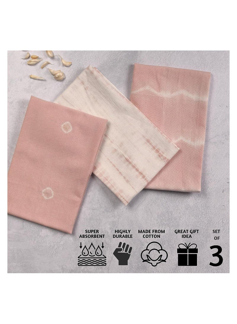 Folkulture Folkulture Kitchen Towels or Dish Towels for Kitchen Set of 3, 20x26 Inches Tea Towels with Hanging Loop  Modern Dish Cloths or Flour Sack Towels for Farmhouse Decoration  100% Cotton Indie Blush  - Image 2