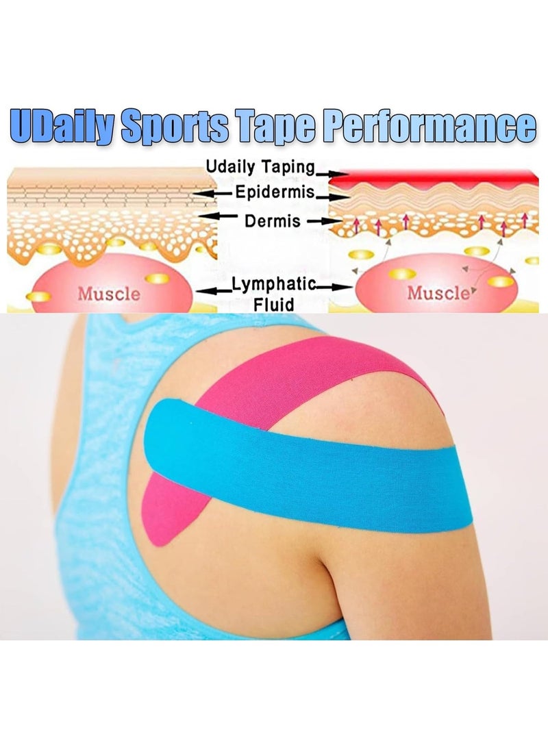 Kinesiology Tape, Precut 40 Strips of Premium Elastic Sports Tape for Muscle Pain Relief, Waterproof Hypoallergenic Kinesio Tape for Joint Support, Knees and Ankles, 2x10 Inch, 4 Mixed Colors, Running - Image 5