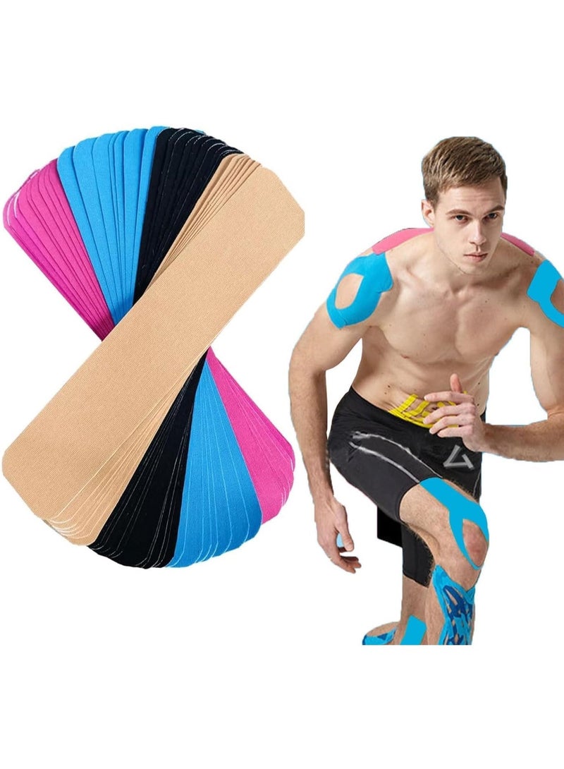 Kinesiology Tape, Precut 40 Strips of Premium Elastic Sports Tape for Muscle Pain Relief, Waterproof Hypoallergenic Kinesio Tape for Joint Support, Knees and Ankles, 2x10 Inch, 4 Mixed Colors, Running - Image 1