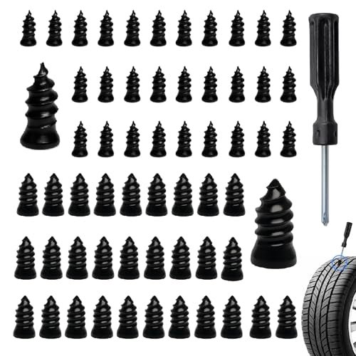 SYuXccfess 61 PCS Tire Repair Screws, Professional Tire Plugs Screw Type with a Screwdriver, Tire Repair Screws, Self-Service Screw in Tire Repair Plugs, Tire Plug Kit for Car, Motocycle, Truck, Tractor - Image 1