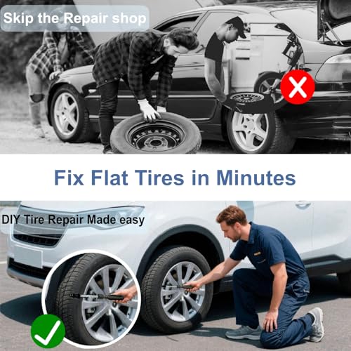 SYuXccfess 61 PCS Tire Repair Screws, Professional Tire Plugs Screw Type with a Screwdriver, Tire Repair Screws, Self-Service Screw in Tire Repair Plugs, Tire Plug Kit for Car, Motocycle, Truck, Tractor - Image 4