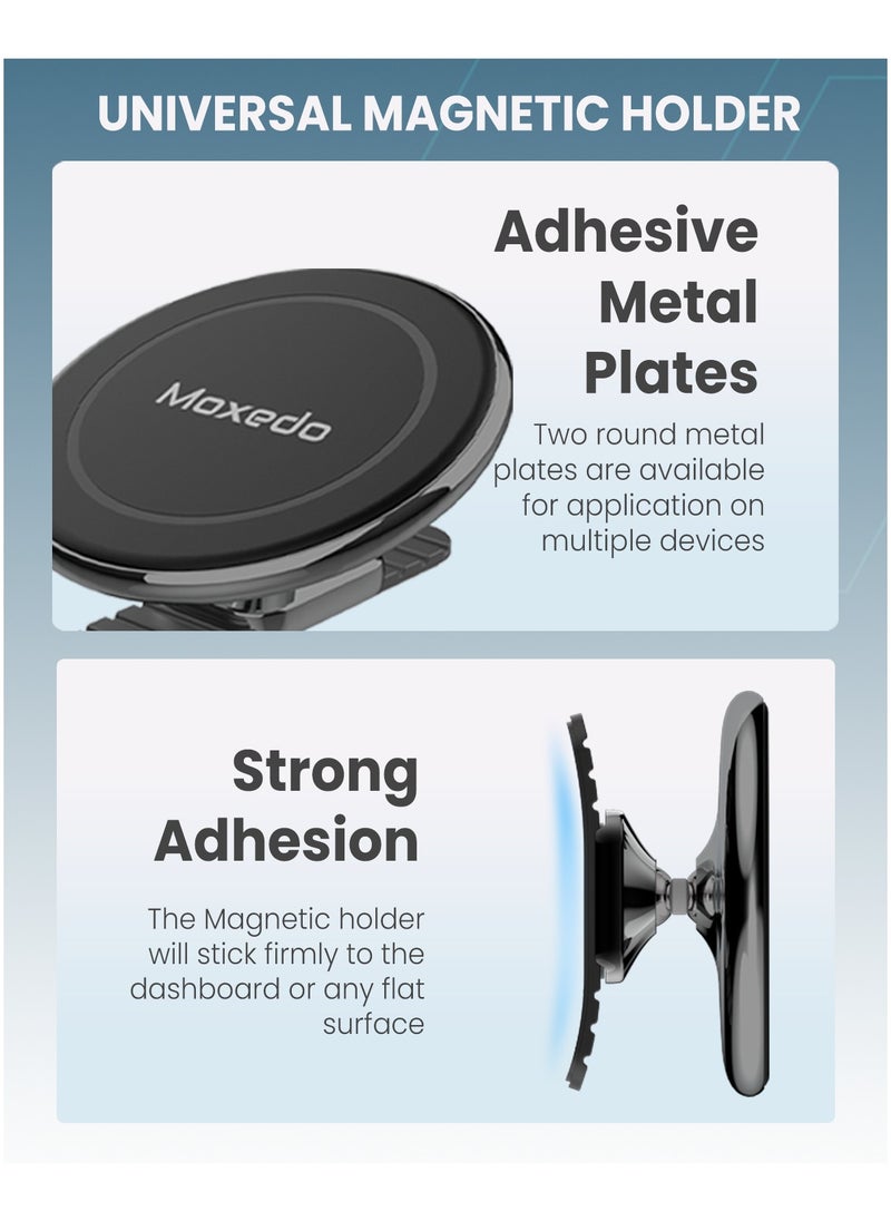 Moxedo Moxedo Universal Magnetic Holder Stick-On Magnetic Phone Mount for Dashboard, Bendable Base with Metal Plates Compatible for iOS, Androids and All Other Phones  - Image 4