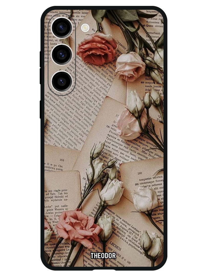 Theodor Protective Case Anti Scratch Shock Proof Bumper Cover For Samsung Galaxy S23 FE Books and Flowers - Image 1