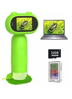 Generic Handheld Digital Microscope for Kids 1000X Including 32GB SD Card and 12 Specimens 16MP Portable Pocket Microscope with 2 Inch IPS Screen 1080P Coin Magnifier for Collectors With 8 LEDs  - Image 1