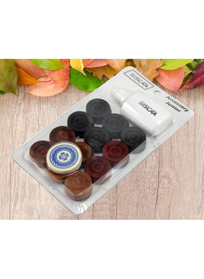 StonKraft Wooden Carrom Board Coins Pieces Combo Pack - 24 Carrom Coins, 2 Queens, 1 Striker and 1 Powder - Image 4