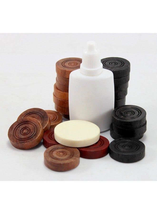 StonKraft Wooden Carrom Board Coins Pieces Combo Pack - 24 Carrom Coins, 2 Queens, 1 Striker and 1 Powder - Image 3