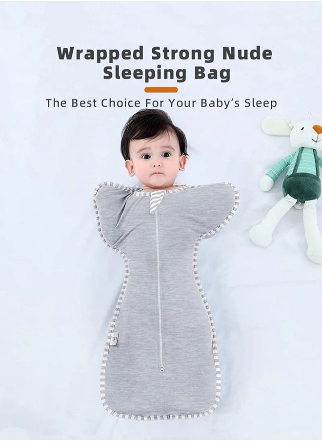 MIXDE 4 PCS Baby Swaddle Blanket Sack, Baby Sleeping Bag with Arms Free Design, Transition to Arm Freedom Wearable for Newborn Girl and Boy, 100% Breathable Cotton 3-6Months  - Image 4