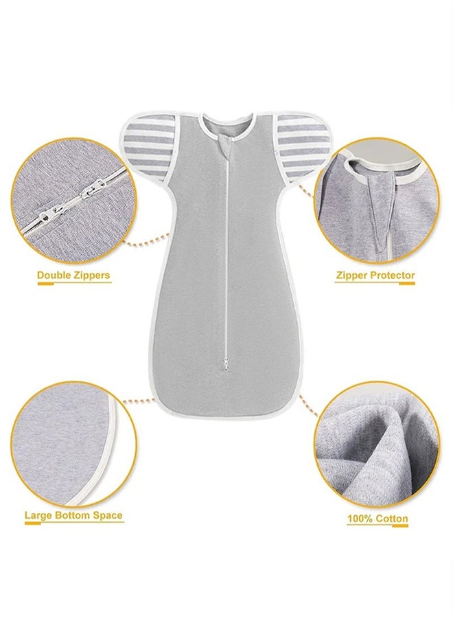 MIXDE 4 PCS Baby Swaddle Blanket Sack, Baby Sleeping Bag with Arms Free Design, Transition to Arm Freedom Wearable for Newborn Girl and Boy, 100% Breathable Cotton 3-6Months  - Image 2