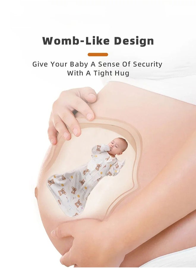 MIXDE 4 PCS Baby Swaddle Blanket Sack, Baby Sleeping Bag with Arms Free Design, Transition to Arm Freedom Wearable for Newborn Girl and Boy, 100% Breathable Cotton 3-6Months  - Image 5