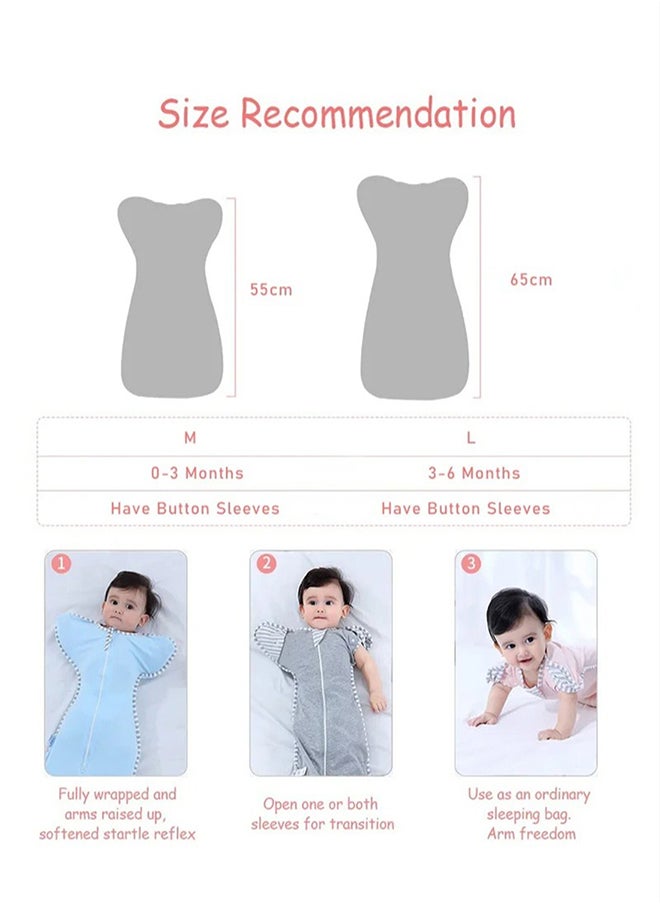 MIXDE 4 PCS Baby Swaddle Blanket Sack, Baby Sleeping Bag with Arms Free Design, Transition to Arm Freedom Wearable for Newborn Girl and Boy, 100% Breathable Cotton 3-6Months  - Image 3