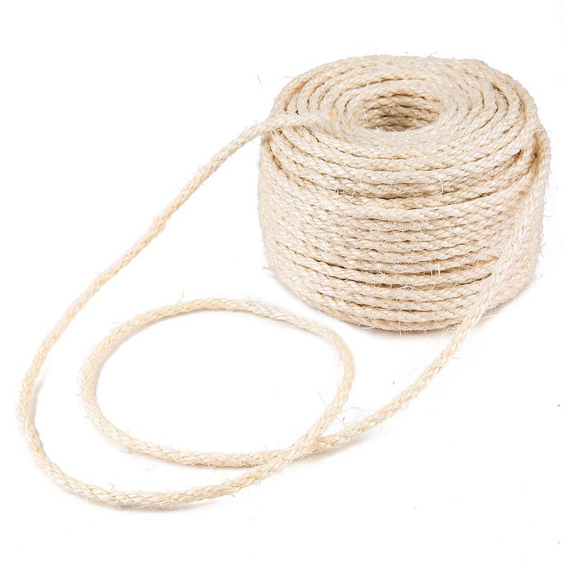 Yangbaga Sisal Rope for Cats 164FT, Hemp Rope for Scracthing Post Replacement, Odor Free 1/4in Diameter, Come with a Play Ball - Image 2