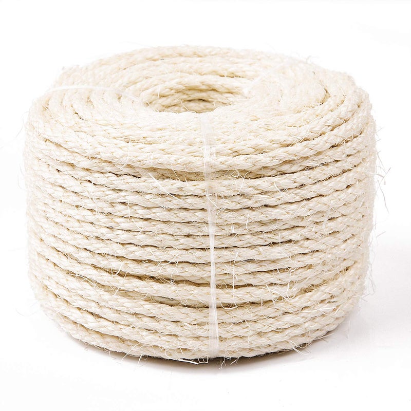 Yangbaga Sisal Rope for Cats 164FT, Hemp Rope for Scracthing Post Replacement, Odor Free 1/4in Diameter, Come with a Play Ball - Image 1