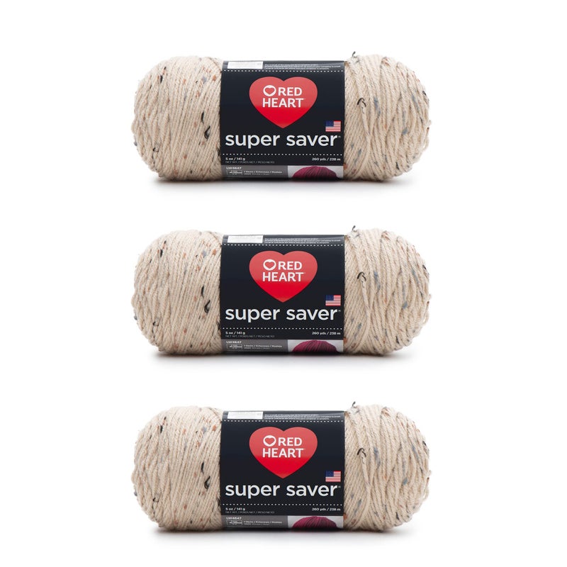 Red Heart Super Saver Yarn 3 Pack Buff Fleck 3 Count